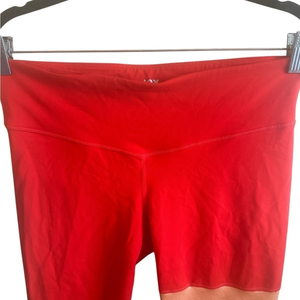 JoyLab Colorblock Leggings Size Large Red Orange Pink Flat Waistband Stretch - Picture 3 of 12